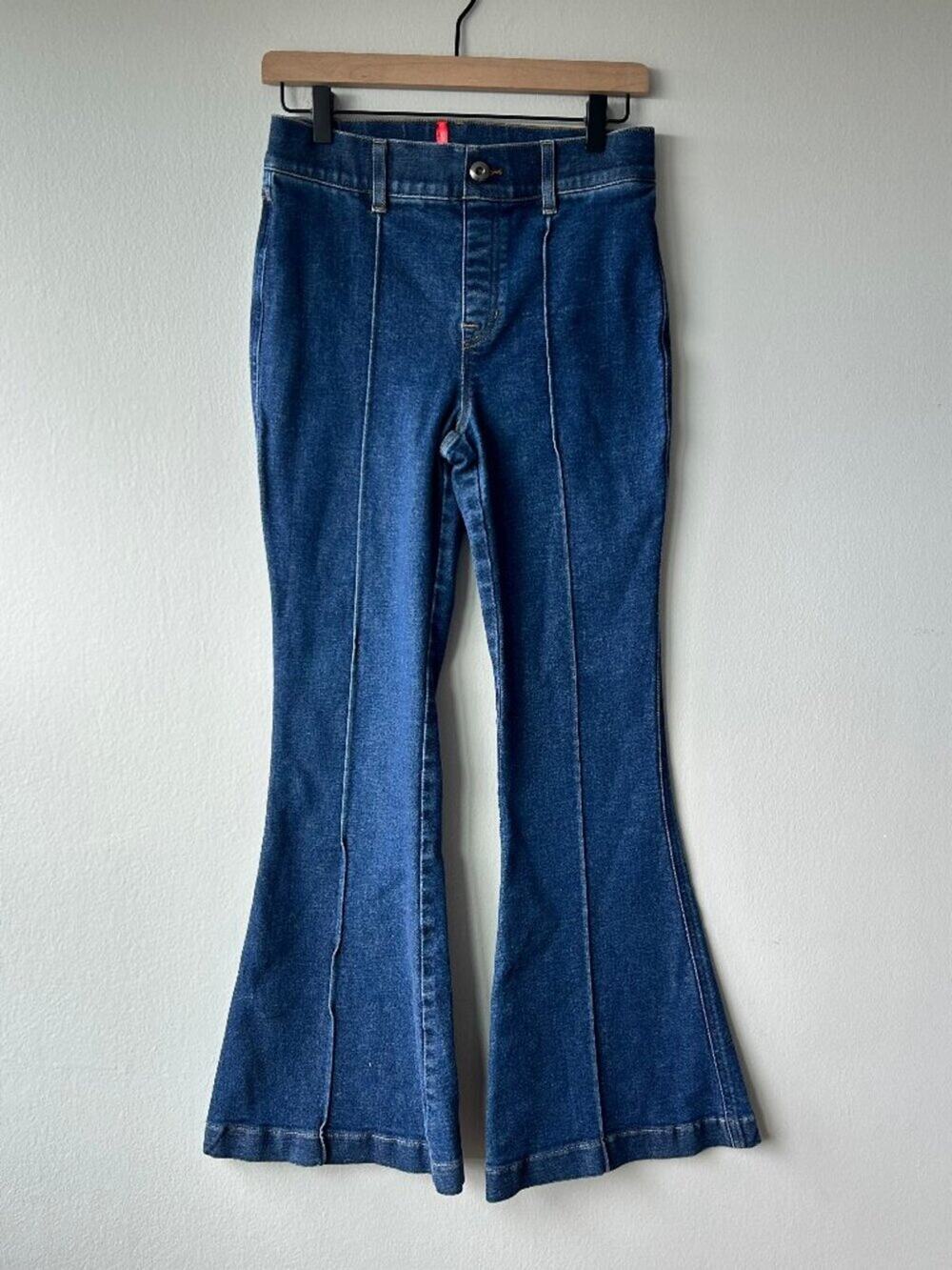 SPANX Shaping Flare Jeans Medium Wash Front Seam Stretch Denim Size Small